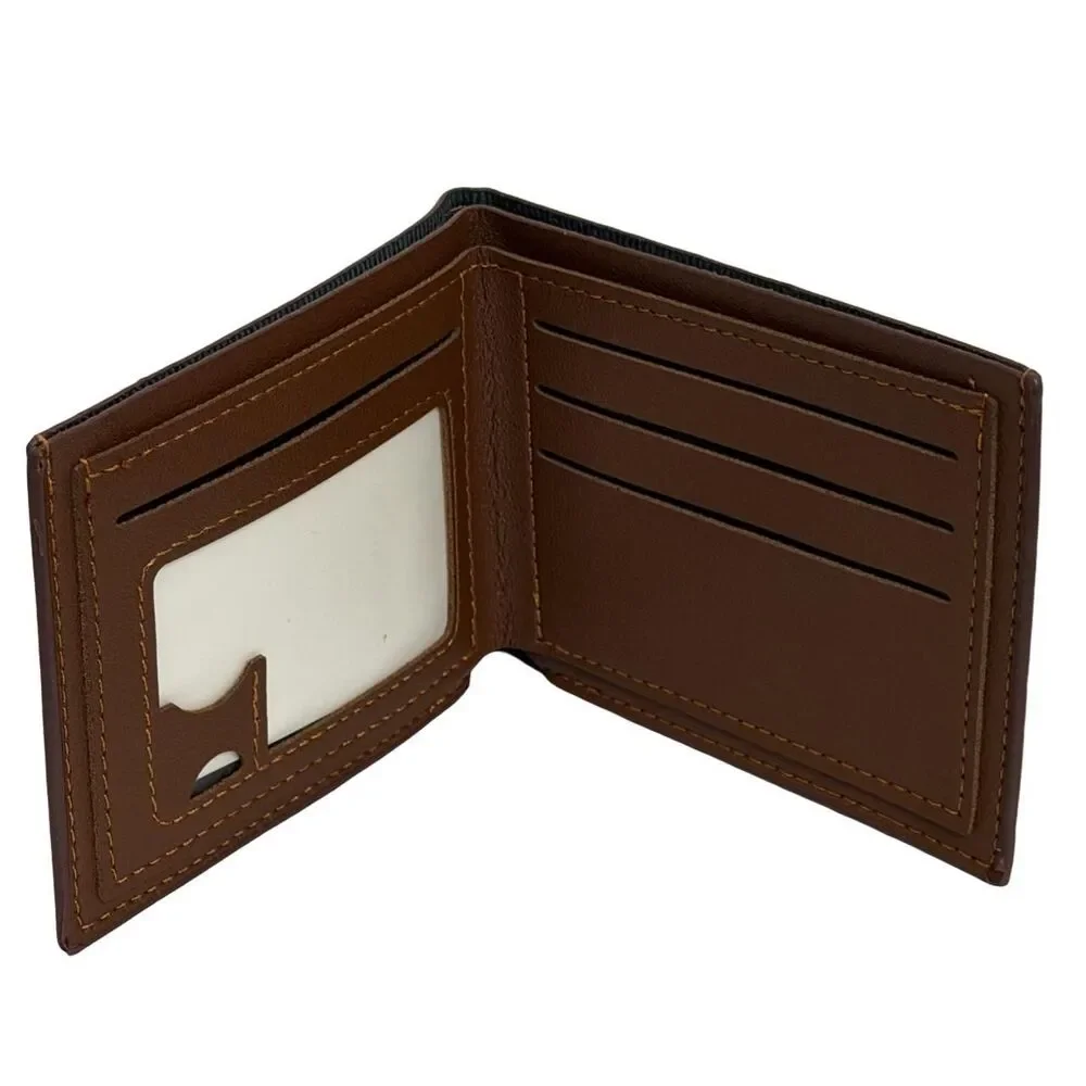 Stylish Men's Brown Geometric Pattern Bifold Wallet
